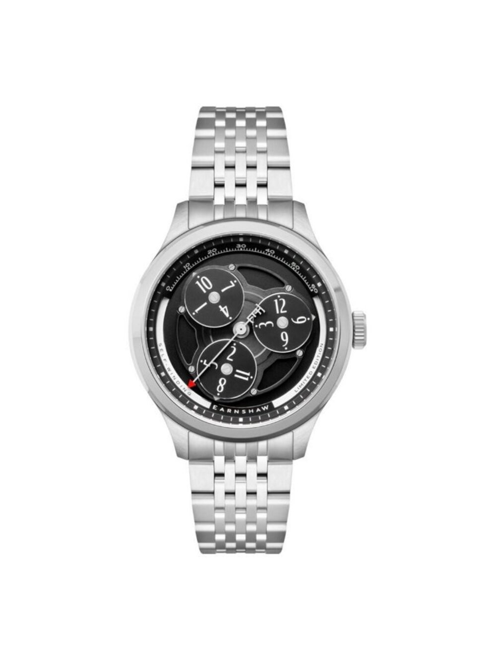 NWT Thomas Earnshaw Hexham Trisect Black Dial Men's Watch